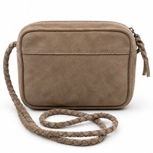 Urban Outfitters Womens Crossbody Bag Small Suede Tan Brown Braided Boho Camera